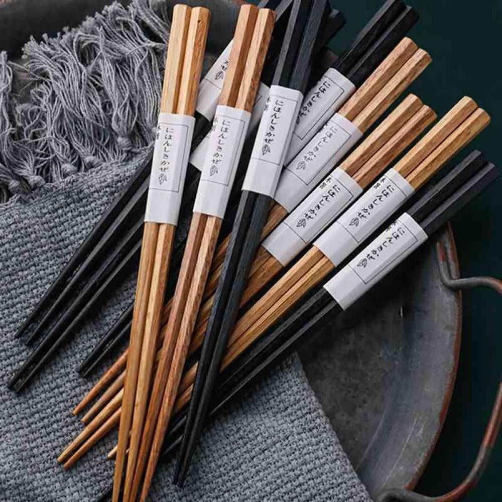 Non-Slip Reusable Wood Chopsticks Japanese Chop Sticks Kitchen Dishware 