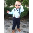 thumbnail image 2 of CARETOO Baby Boy Clothes Infant Formal Dress Outfit Set Romper Shirt Bowtie Beret Suspender Pants 0-24M 4Pcs Church Wedding Baptism Suit Cotton Fabric, 2 of 11