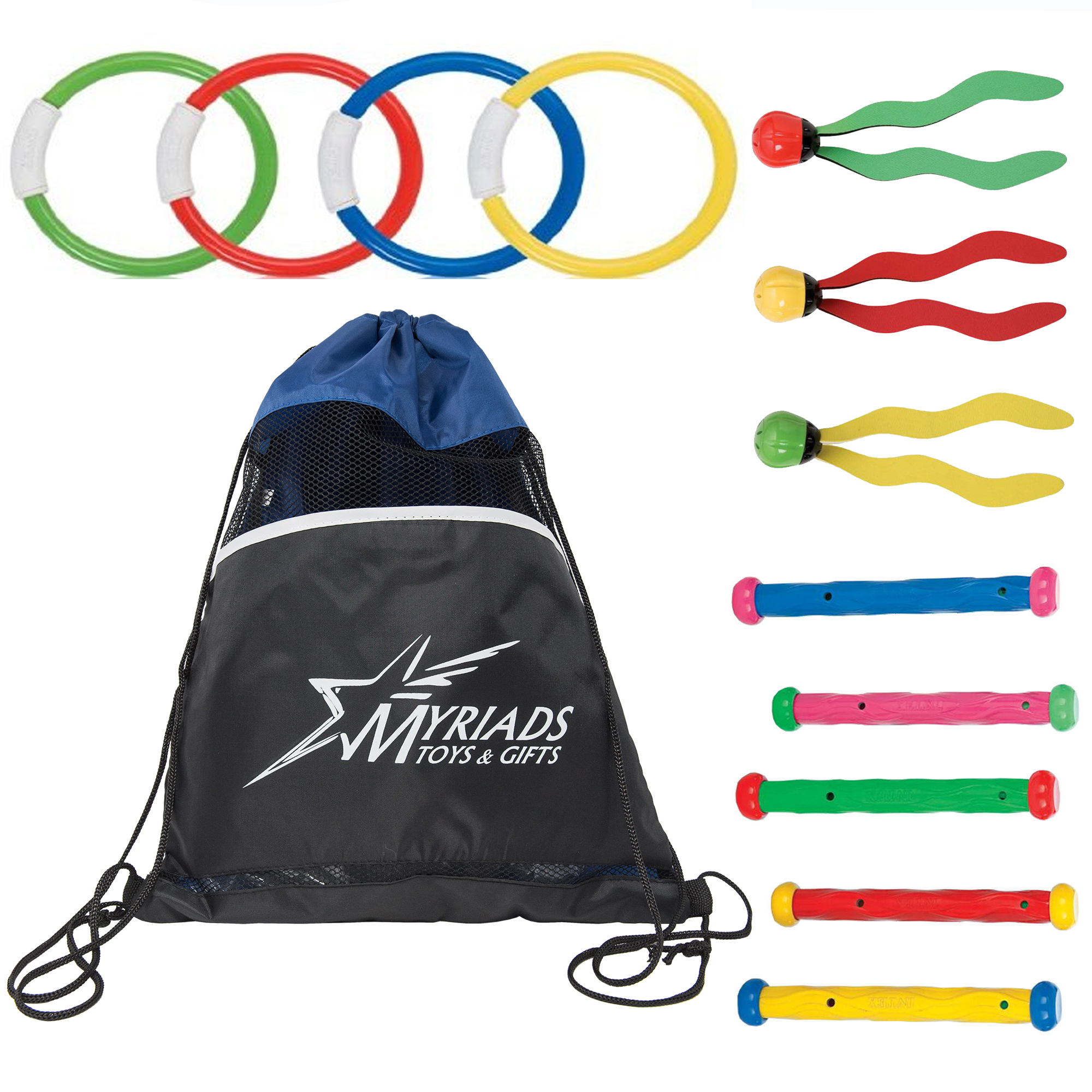 Intex Underwater Swimming/Diving Pool Toy Rings (4 Rings), Diving Sticks (5 Sticks) & Aquatic
