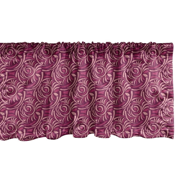Ambesonne Roses Window Valance, Abstract Feminine Flowers, 54" X 18", Dark Magenta Plum