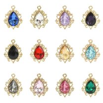 U8MO 24x Glass Crystal Charm Teardrop Rhinestone Pendants for Jewelry Making Bulk DIY