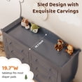 thumbnail image 3 of ANPOO Sleigh Style Baby Diaper Changing Table, 6 Drawer Storage Organizer, Baby Dresser with Changing Table Top, Convertible Nursery Dresser Chest of Drawers, Wood Dresser for Kids Bedroom, Grey, 3 of 10