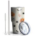 thumbnail image 2 of 30oz Beige Halloween Pumpkins Ghosts and Bats Tumblers Stainless Steel Tumbler with Lid and Straw,Vacuum Insulated Double Wall Travel Tumbler Cups Mug with Cleaning Brush for Coffee,Tea, 2 of 7