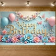 thumbnail image 3 of Floral Theme Banner Butterfly Decor Birthday Display Pastel Color Pink Blue Floral Backdrop for Birthday Party Indoor Decoration Photo Shoot, 3 of 4