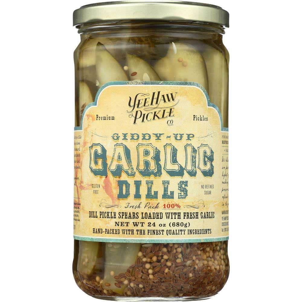 Yee Haw Pickle Co Giddy Up Garlic Dills Pickles, 24 Ounce 6 per case