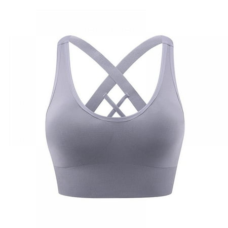 

Womens Sports Bras - Cross Back Padded Wirefree Comfort Workout Bras for Yoga Fitness