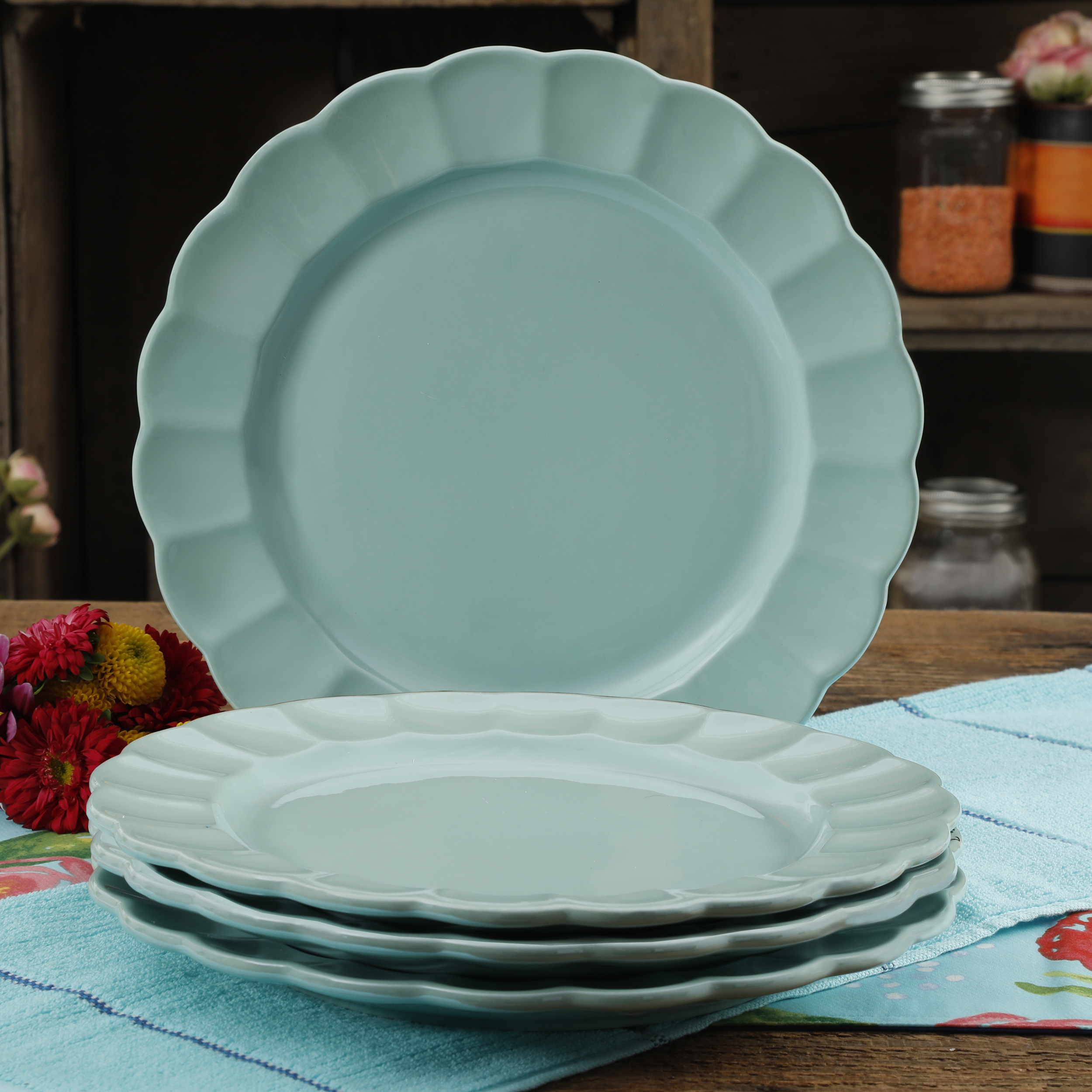 The Pioneer Woman Luster Teal 10.7Inch Dinner Plates Set of 4 eBay
