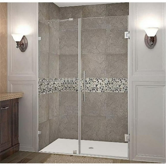 AstonGlobal SDR985-SS-51-10 Nautis 51 x 72 in. Completely Frameless Hinged Shower Door in Stainless Steel