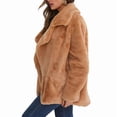 thumbnail image 3 of Women Winter Coats Lapel Faux Fur Jackets Open Front Mid-Long Cardigan Coat Casual Warm Winter Outwear Jackets Brown S, 3 of 8