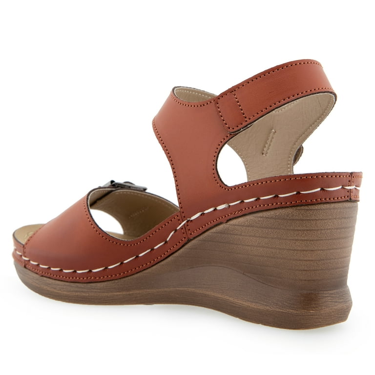 Alexis Bendel Ladies Cognac Wedge Sandals