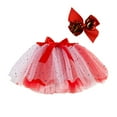 thumbnail image 4 of Fozruso Girls Ballet Tutu Skirt Kids Girls Party Dance Ballet Splice Rainbow Tulle Skirt+Bow Hairpin(Red), 4 of 5