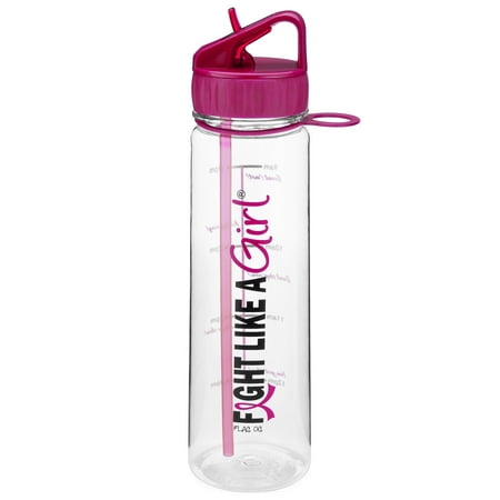 

Fight Like a Girl Breast Cancer Water Sports Bottle Slimkim II Motivational Time Marker With Measurement Goals 30 Oz