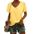 thumbnail image 4 of Endives Women's Short Sleeve T Shirt V Neck Classic Fit Fashion Casual T Shirt Solid Color Basic Tee T-Shirt Yellow, 4 of 7