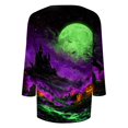 thumbnail image 6 of Women's Fall Halloween 3/4 Sleeve Crew Neck Shirt Vintage Graphic Tee Funny Family Party Matching Holiday Tops, 6 of 7