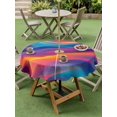 thumbnail image 5 of Outdoor Tablecloth with Umbrella Hole Zipper Orange Blue Pink Moire Round Tablecloth 54" Waterproof Outside Table Cloth Modern Water Ripple Patio Table Cover Tablecloths for Picnic Party, 5 of 8