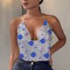 thumbnail image 2 of Recortada camisetas sin mangas para las mujeres de impresión para mujer Ropa sexy Rebordear Ajustable Sin mangas Sin espalda Halter Crop Top Club Vintage Tank Tops (F, M), 2 of 6