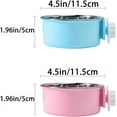 thumbnail image 2 of Crate Dog Bowl,Removable Stainless Steel Water Food Feeder Bowls Crate Coop Cup,Pet Cage Bowls with Bolt Holder for Cat, Puppy, Birds, Rats, Rabbits Small Animals ((Blue+Pink) Round, Samll), 2 of 9