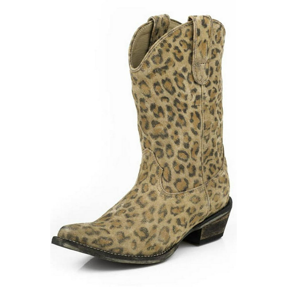 Roper Roper Western Boots Womens Leopard Suede Tan 09