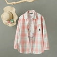 thumbnail image 3 of APEXFWDT Women's Classic Plaid Shirt Cotton Button-Down Lightweight Shirt Jacket Long Sleeve Pocket Shirt for Daily Wear,L,Pink2, 3 of 4