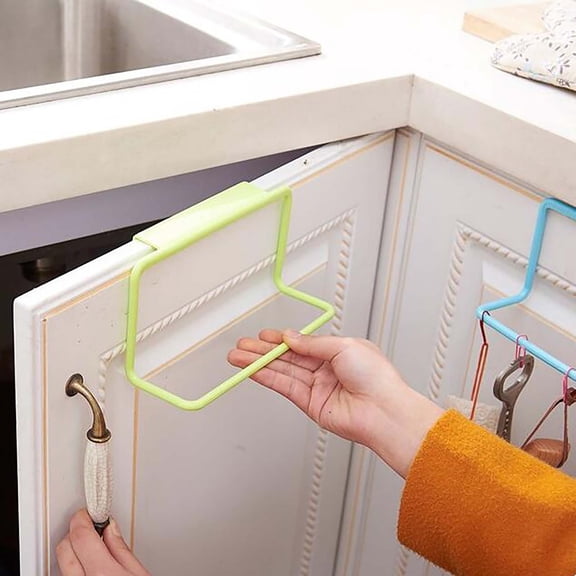 4 Pcs Towel Rack Hanging Holder Organizer | Towel Bar Rack for Kitchen Bathroom | Over The Door Cabinet Cupboard Hanger, Home Textile Storage