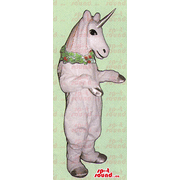 Customised Pink Unicorn SPOTSOUND Mascot Dressed In A Flower Ornament - Mascots of plants
