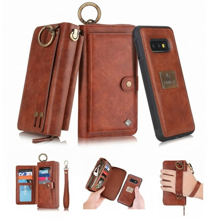Dteck Samsung Galaxy S10e Case,Multifunction Premium PU Leather Card Slot Wallet Cover For Samsung Galaxy S10e,Brown