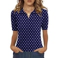thumbnail image 3 of Trgacdwlo Polka Dot Womens Golf Polo Shirts Collared V Neck Short Sleeve Shirts for Women Summer Boho Retro Women Polo Shirt Navy S, 3 of 6