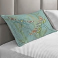 thumbnail image 2 of Dragonfly Quilted Pillowcover, Doodle Style Giant Dragonfly on Lake Bushes Nature Exotic Picture Art, Standard King Size Accent Pillow Cover for Bedroom, 36" x 20", Almond Green, by Ambesonne, 2 of 2