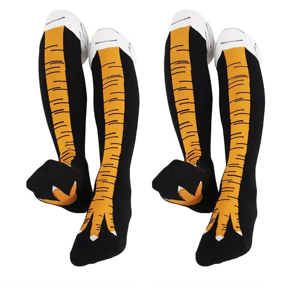 G&Y Crazy Funny Chicken Tight High Sock for Women Men, Novelty Chicken Feet Socks, 2Pair, 2BlackY