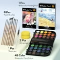 thumbnail image 4 of Nicpro Watercolor Paint Set, 48 Water Colors Kit with 8 Painting Brushes, Palette, Watercolor Pen, 25 Art Pad Paper, 2 Art Sponges, Non-toxic Painting Supplies, 4 of 7
