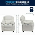 thumbnail image 3 of Deluxe Padded Contemporary White Vinyl Kids Recliner with Storage Arms, 3 of 9