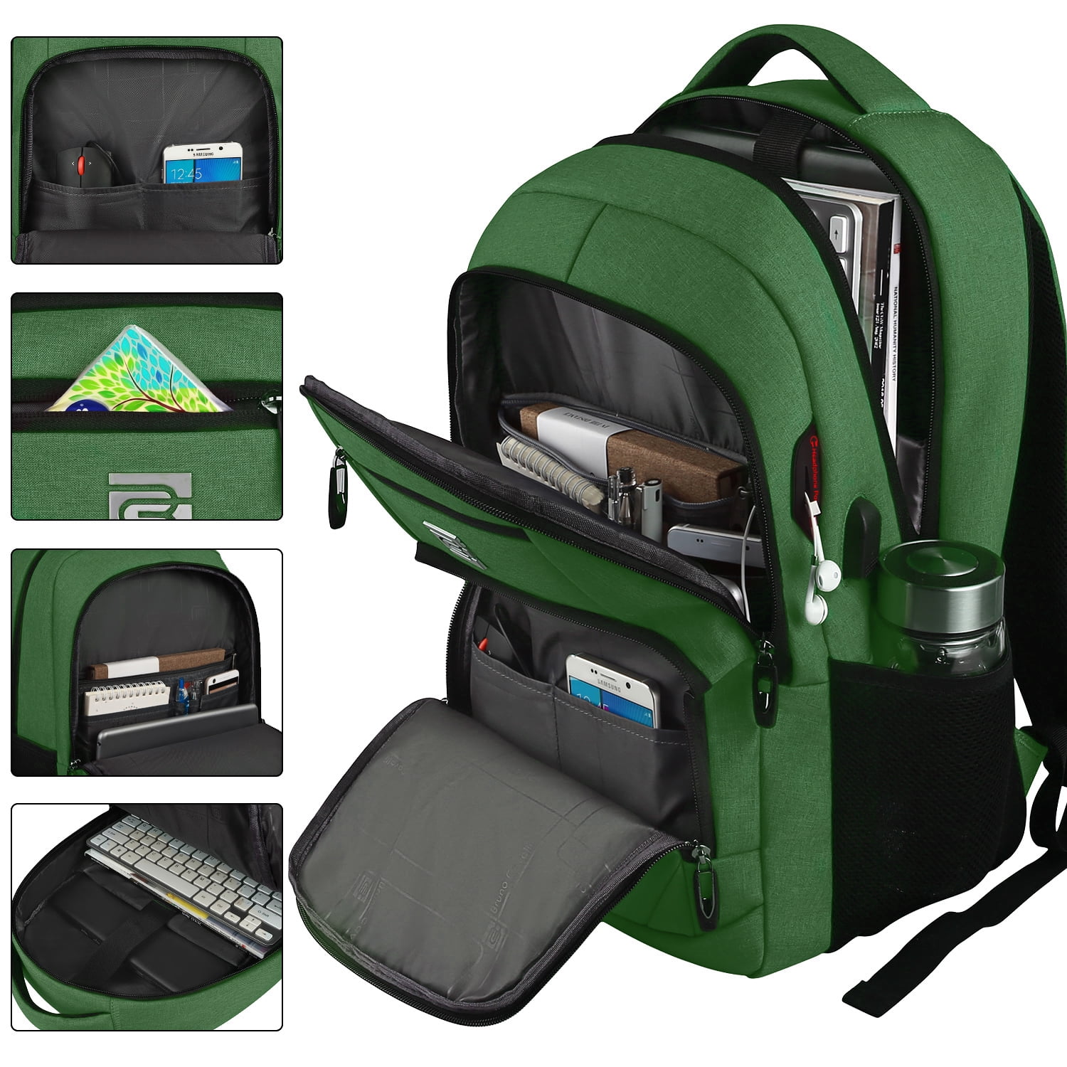 UKEIN Green Laptop Backpack Computer Business Backpack for Adult Water Resistant Anti-Theft Laptop Backpack for Men