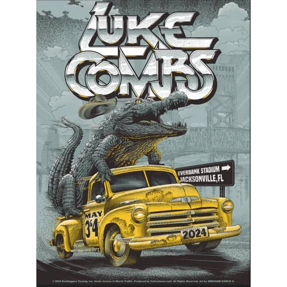 Music Poster Luke Combs Jacksonville Event Poster May 3 and 4 Size 24''x36''-Gategoo