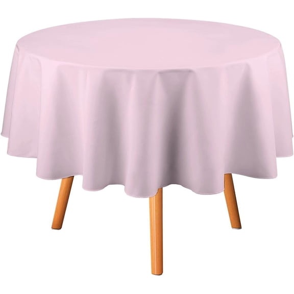 70inch Round Table Cloth, Light Pink Trend Color Tablecloths Washable Table Cover for Kitchen Dinning Party Tabletop Modern Decoration