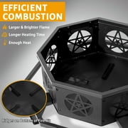 Ktaxon 43 in Octagonal Fire Pit with Foot Pedals & Star Cutouts, Wood Burning, Portable, Black
