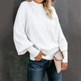 thumbnail image 2 of Stichou Fall Sweaters for Women 2025 Plus Size Turtleneck Long Sleeve Cable Knit Sweaters Lightweight Winter Warm Pullover White L, 2 of 6