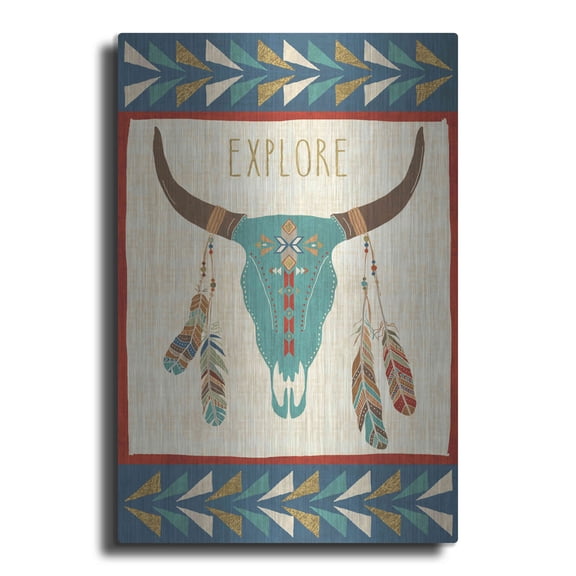 Luxe Metal Art 'Southwest at Heart II FLAG' by Veronique Charron, Metal Wall Art, 12"x16"