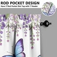 thumbnail image 3 of Vintage Butterflies and Purple Hydrangeas Tier Kitchen Curtains for Bathroom Living Rod Pocket Window Drapes 28"x39" 2 Panels Window Treatment Tiers, 3 of 4