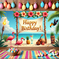 thumbnail image 6 of Decorative Design Happy Birthday Banner Colorful Flowers Party Decoration Tropical Theme Celebration Banner for Beach Party Indoor Decoration Summer Celebration, 6 of 8