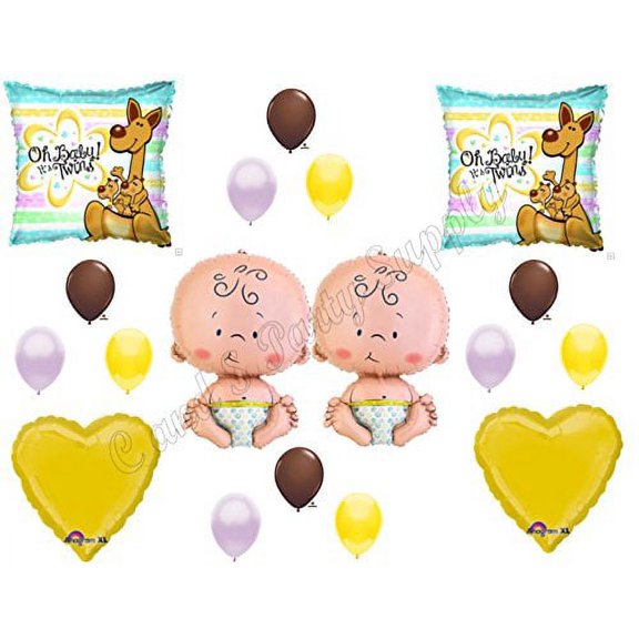 TWINS KANGAROOS BABY SHOWER Balloons Decoration Supplies It's a boy girl Newborn