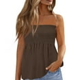 thumbnail image 2 of Women's Summer Tube Tops - Trendy Bandeau Strapless Backless Off Shoulder Sleeveless Tanks Brown XL, 2 of 5
