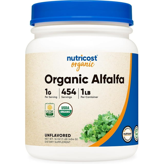 Nutricost Organic Alfalfa | 1g Per Serving | 454 Servings | 1LB Per Container