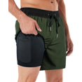 thumbnail image 1 of Mens Swim Trunks Swim Shorts for Men Quick Dry 5 inch Inseam Beach Shorts with Compression Liner Zipper Pocket, 1 of 19