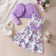 thumbnail image 5 of REDARER Girls' Flowers Print Long Sleeved Top Coat Sleeveless Bowknot Dress Two Piece Set,6-12 Months, 5 of 8