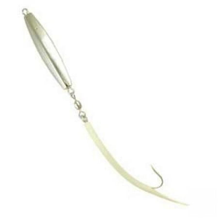 Chrome Talis Single - Fin Strike 007TWH 1-Ounce Diamond Jig, Single Hook, White Tube Tail, Chrome Plated Smooth Finish