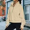 thumbnail image 2 of JUNWELL Stand Collar Fall Clothes Half Zip Women Solid Color Daily Outfit (Coffee XL), 2 of 6