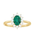 thumbnail image 5 of Rosec Jewels Lab Grown Emerald Oval Engagement Ring with Halo - 5X7 mm - Emerald Diamond Ring for Women - AAAA Grade Certified, 18K Yellow Gold, US 4.50, 5 of 9