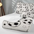 thumbnail image 4 of Manfei Football Sports Bed Spread Queen, Cartoon Stars Queen Coverlet Set, Cream Black, Gray Reversible 3 Pieces, 1 Quilt and 2 Pillowcases, 4 of 7