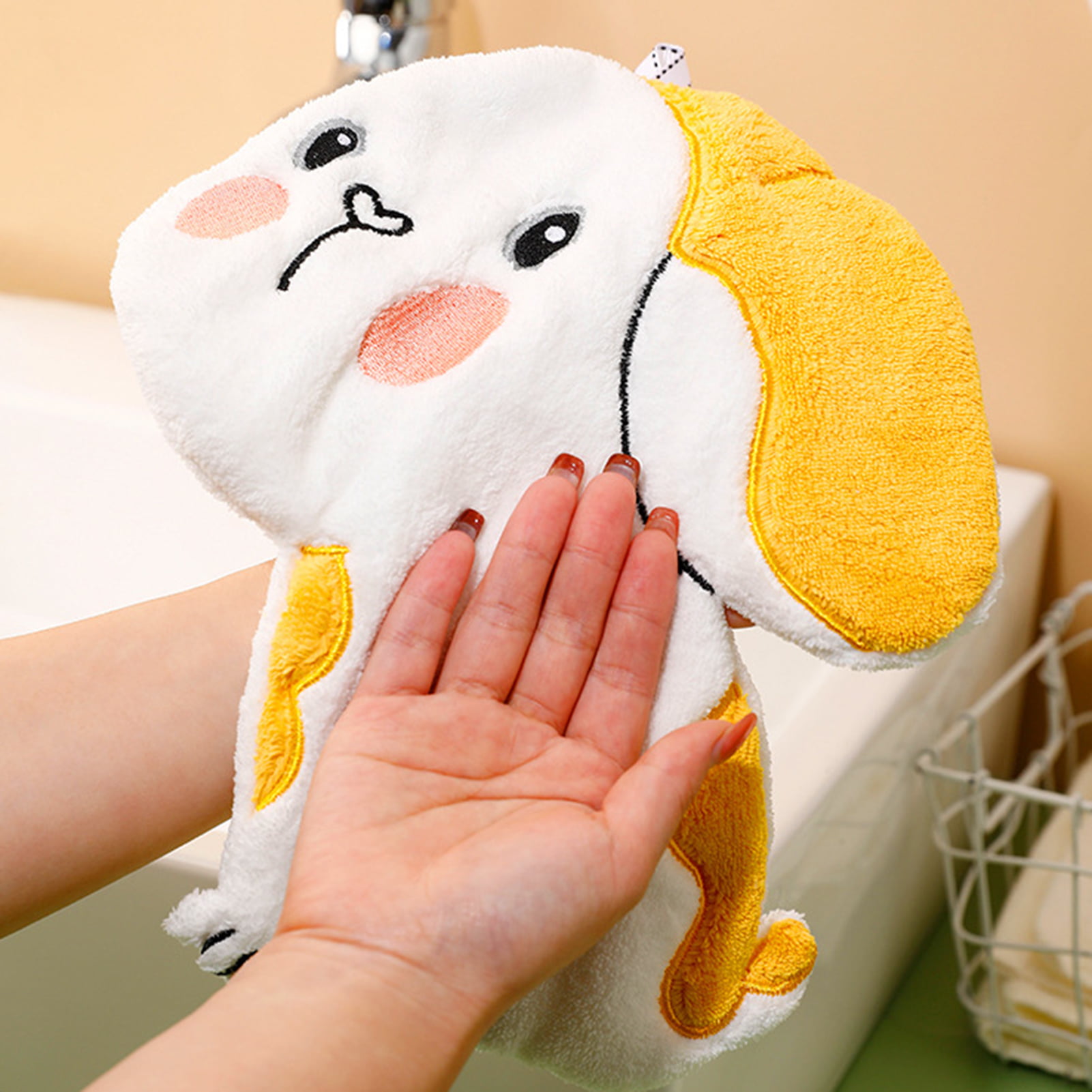 PRATIQUE 3 Pack Cute Hand Towels, Bathroom Towels with Hanging Loop,  Children Hand Towel Animals, Microfiber Coral Fleece Absorbent Hand Towel  for