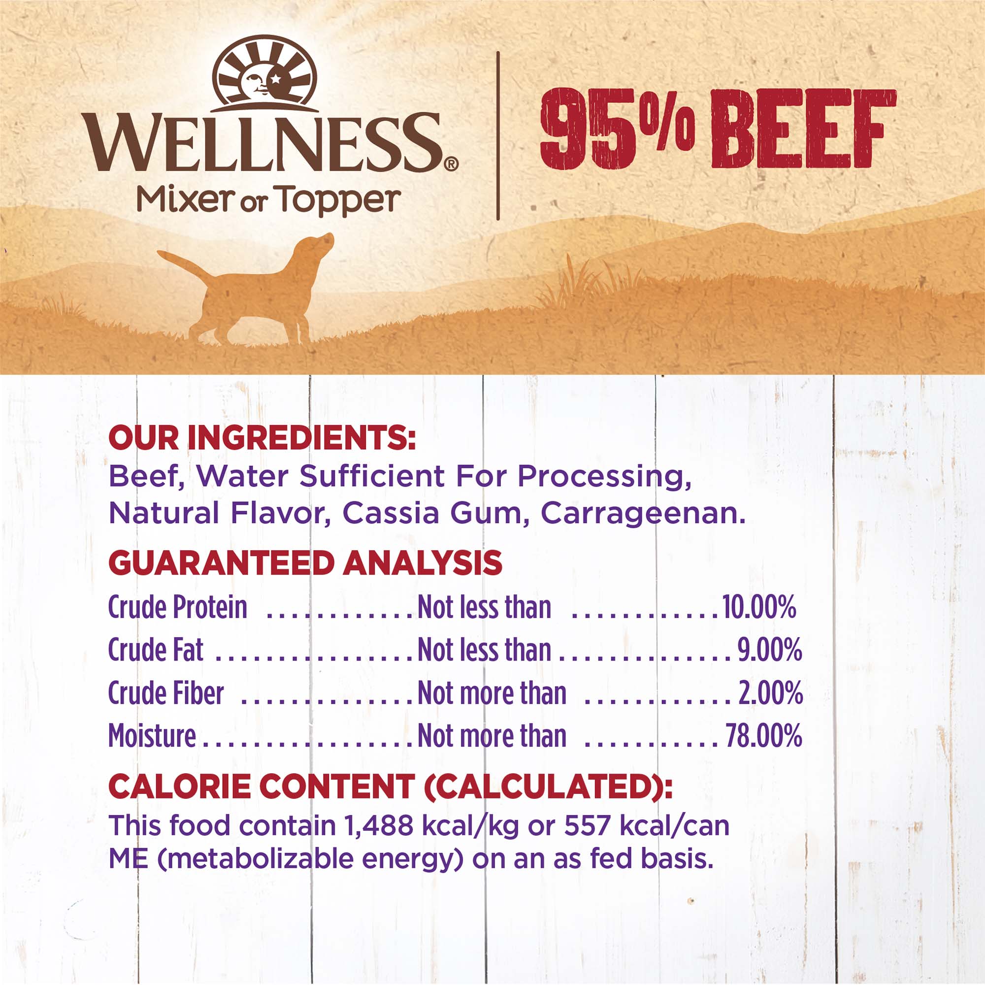Wellness 95% Beef Natural Wet Grain Free Canned Dog Food, 13.2-Ounce Can (Pack of 12) - image 5 of 8